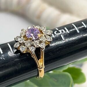 Elegant Gold and Purple Cocktail Ring